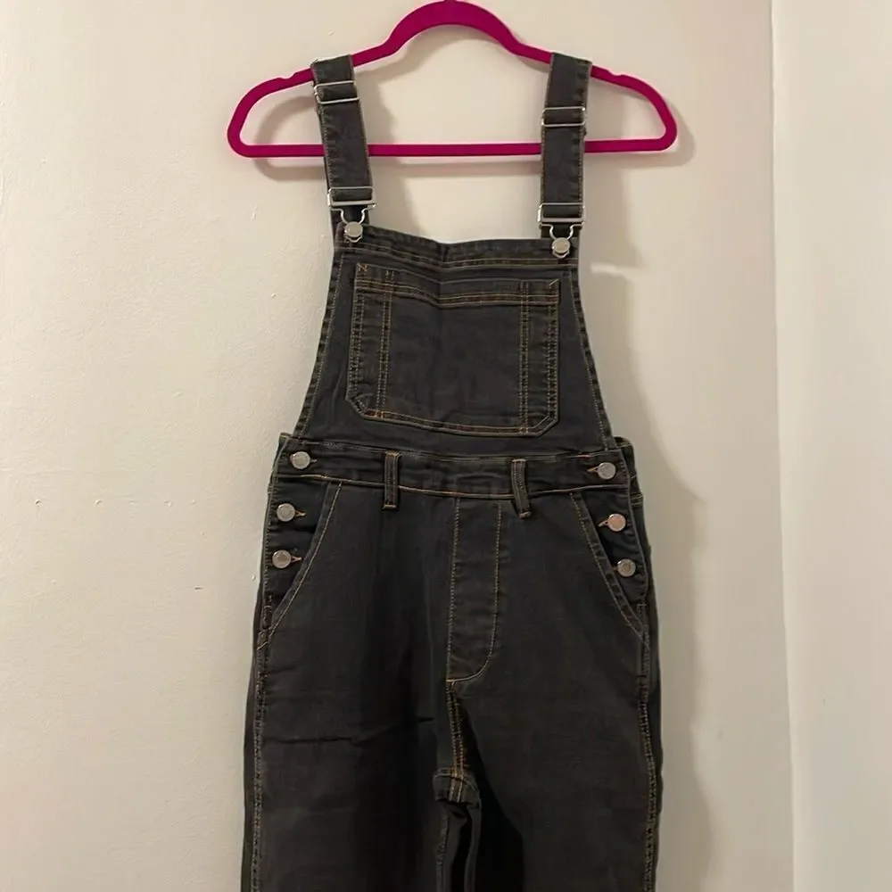 NWT WEWOREWHAT women’s size 2 straight tapered adjustable long overall jeans